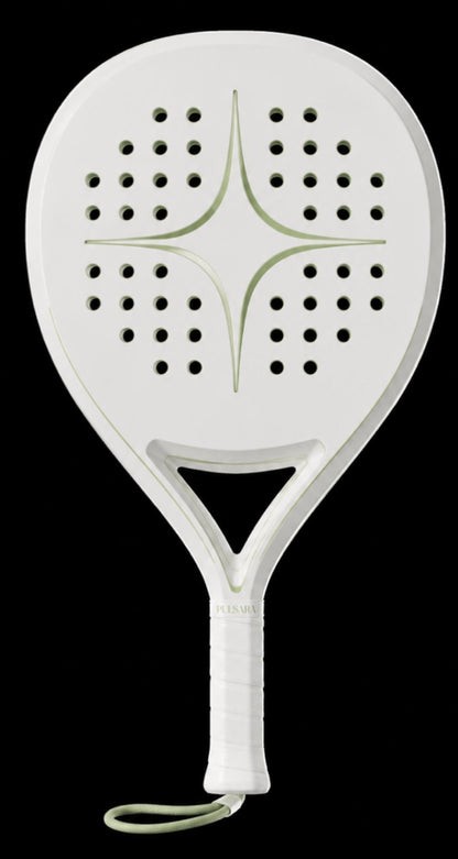 Pulsara racket in Casiopea, off-white with sage detailing