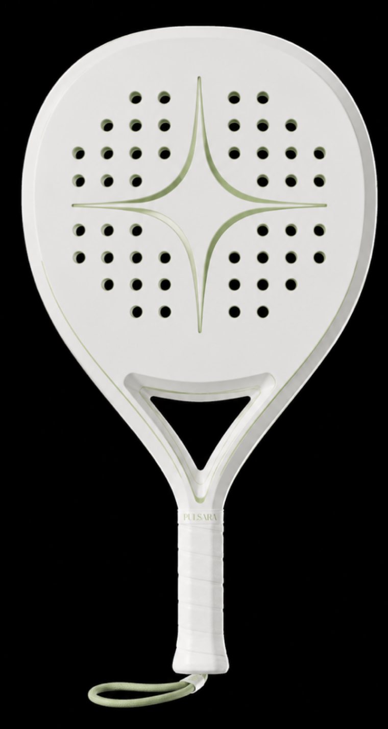 Pulsara racket in Casiopea, off-white with sage detailing